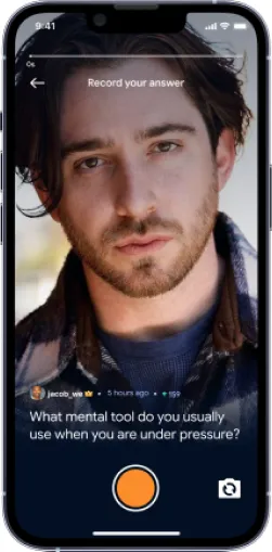 Record-your-answer camera screen at 0 seconds
